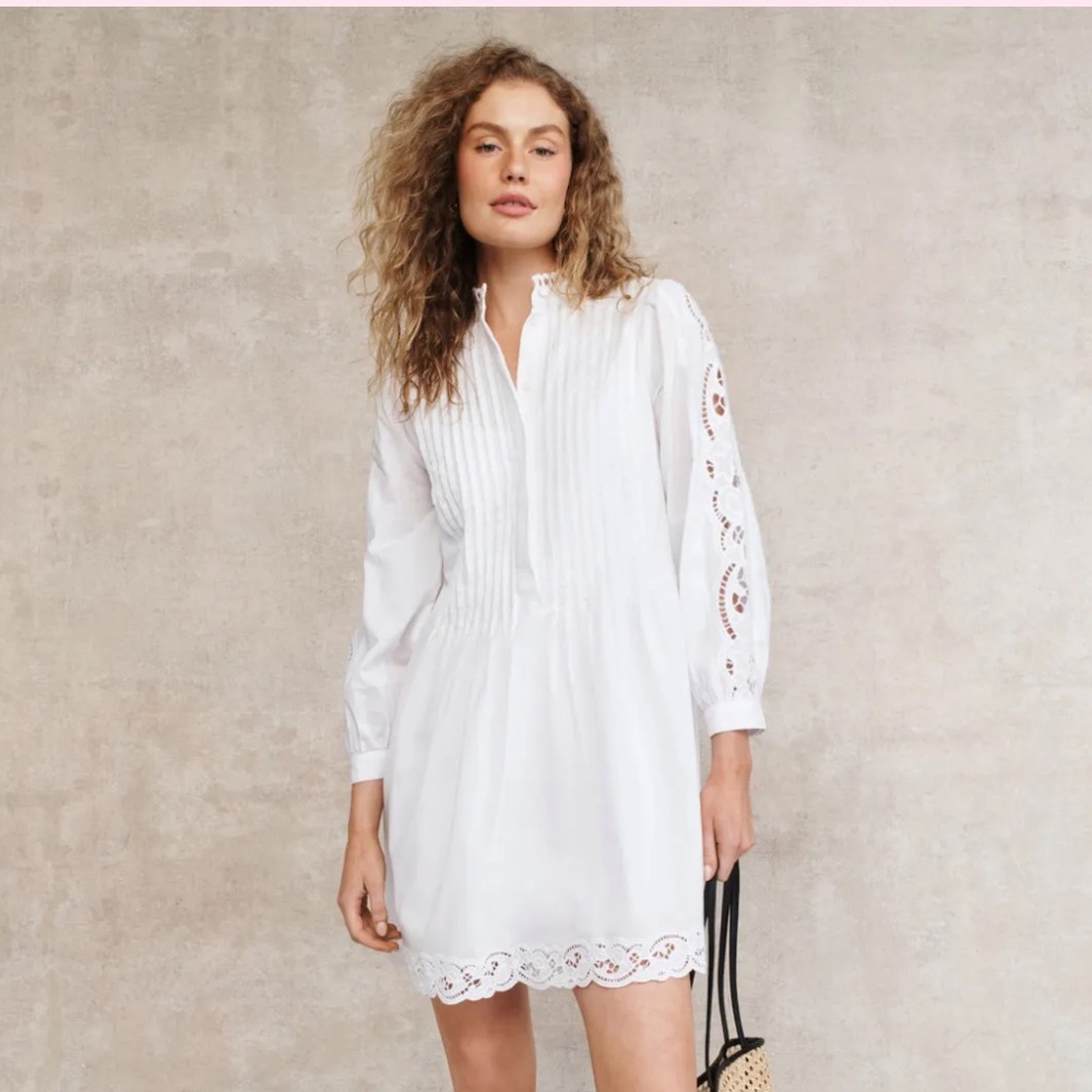 NWT Madewell Pin Tucked Eyelet Mini Dress